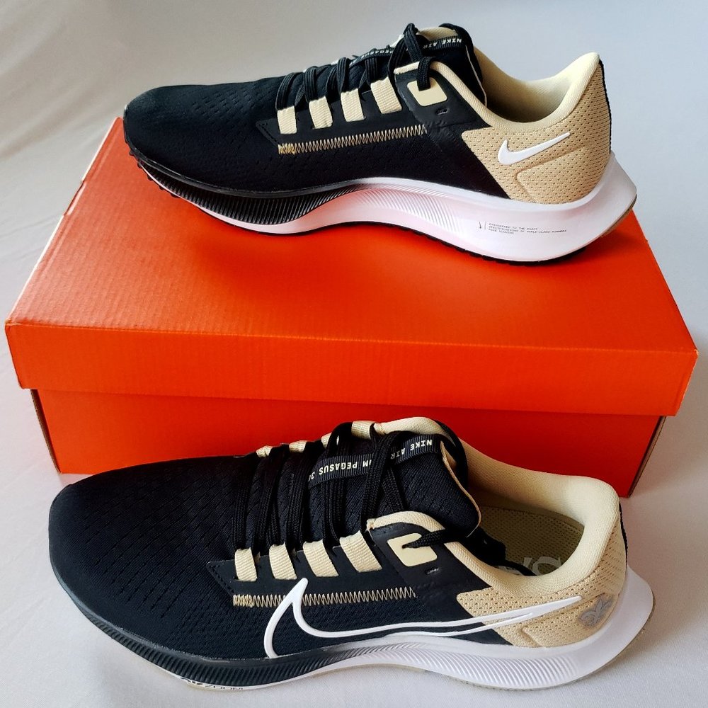 Nike Air Zoom Pegasus 38 New Orleans Saints Shoes Size M 8.5/ W 10